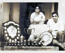 With my Mother and Trophies, 1970